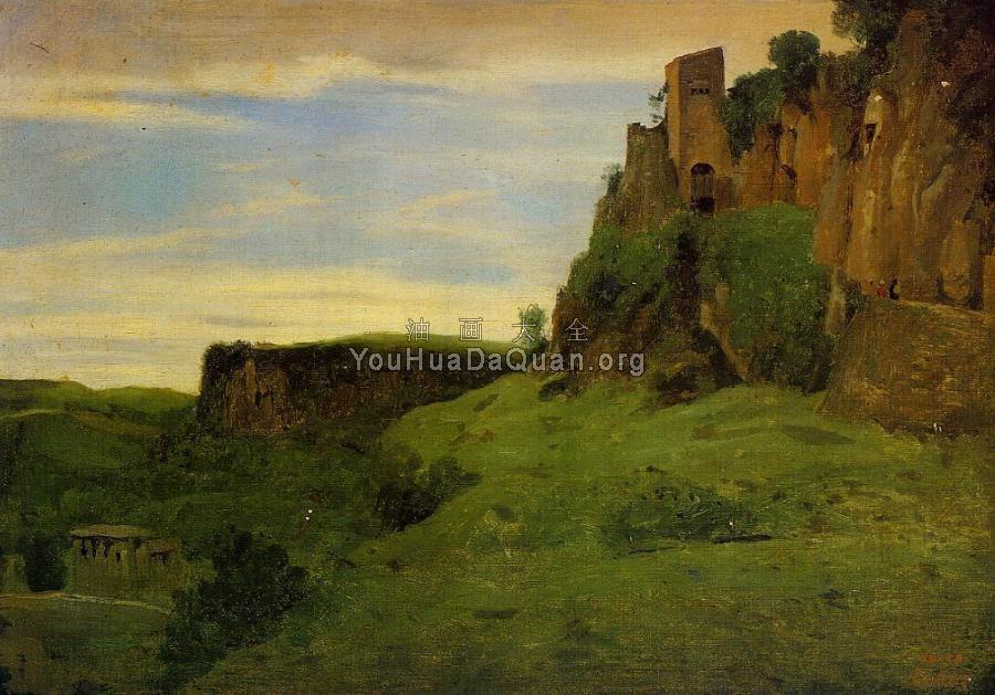 Civita Castelland - Buildings High in the Rocks( La Porta San Salvatore) - 让·巴蒂斯特·卡米耶·柯罗